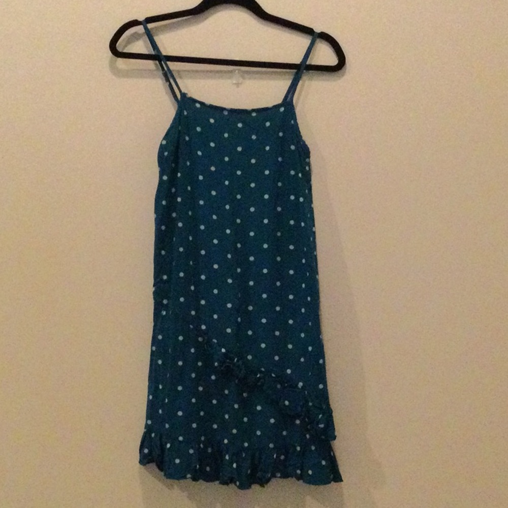 Teal Polka Dot Spaghetti Strap Dress